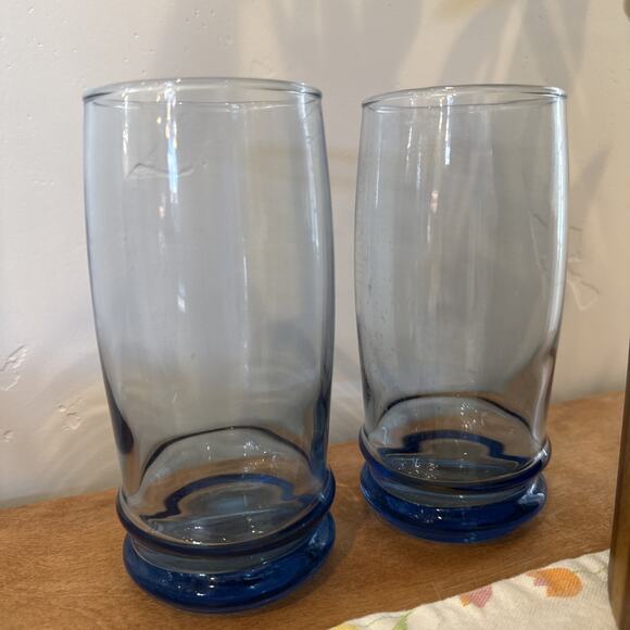 Vintage Libbey Set Of 2 Misty Blue Aqua Clear‎ Tall 6" Glasses Highball Tumbler - Picture 6 of 6